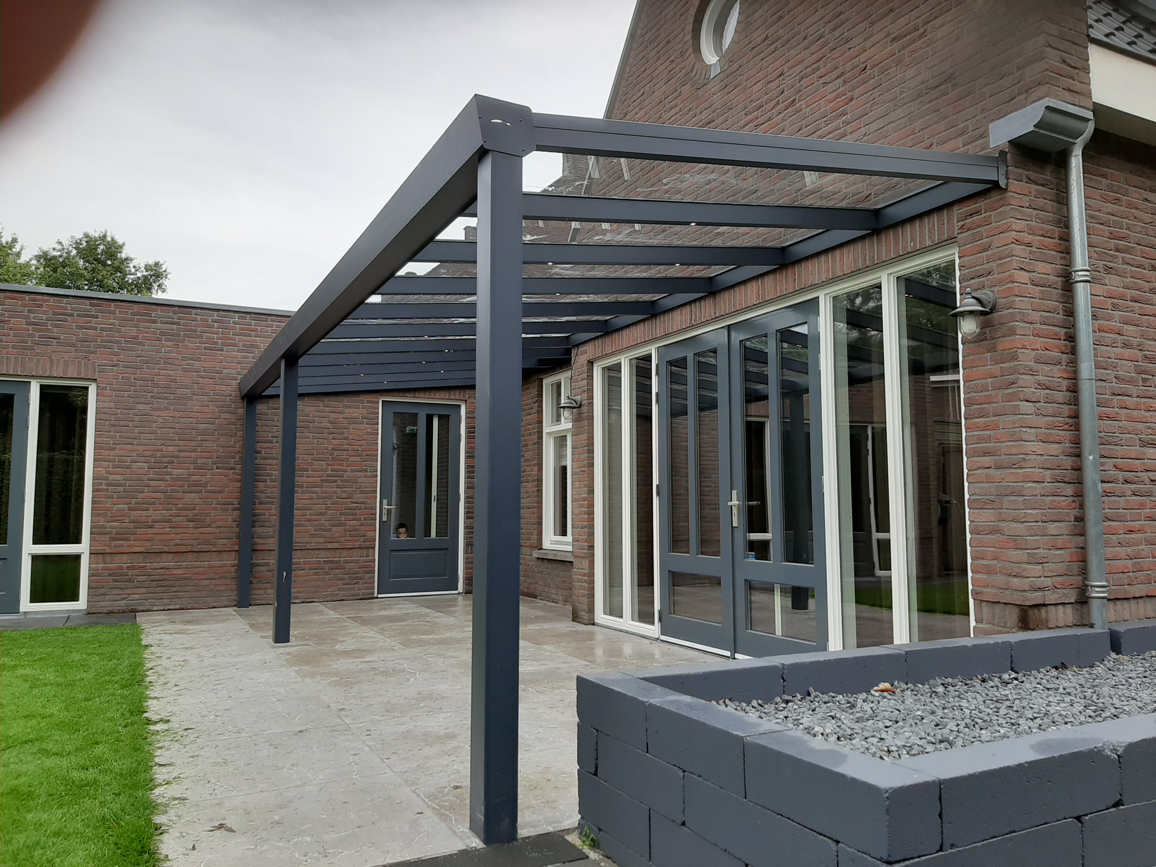 406 cm breed Giallo terrasoverkapping met glas