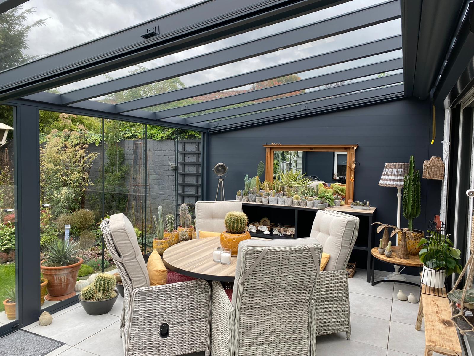 406 cm breed Giallo terrasoverkapping met glas
